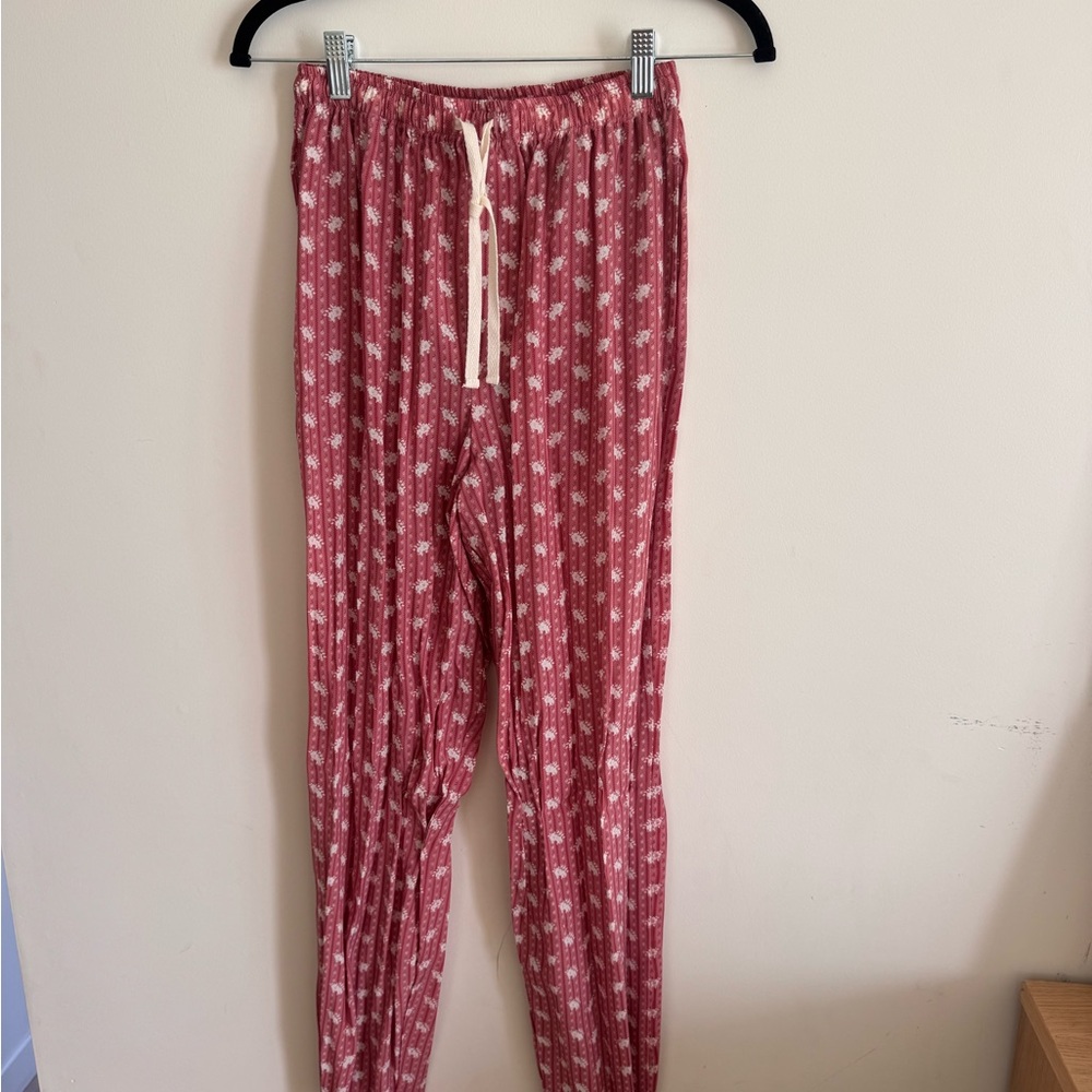 Acacia Swimwear pink and White Patterned pants